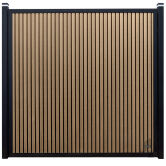 Elephant® WPC-Zaun Dark Line "Stripes", Eiche + Schwarz, ALU-Rahmen schwarz, Co-Ex, 180x180 cm