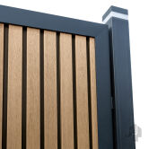 Elephant® WPC-Zaun Dark Line "Stripes", Eiche + Schwarz, ALU-Rahmen schwarz, Co-Ex, 180x180 cm