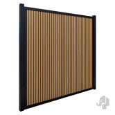 Elephant® WPC-Zaun Dark Line "Stripes", Eiche + Schwarz, ALU-Rahmen schwarz, Co-Ex, 180x180 cm