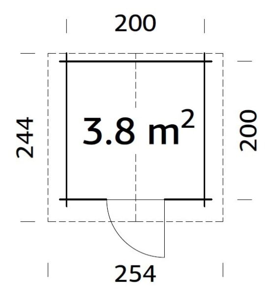 Gartenhaus VIVIAN 3,8 m2, 220x220cm, 28mm Wand, inkl. Boden - ohne / mit Farbe