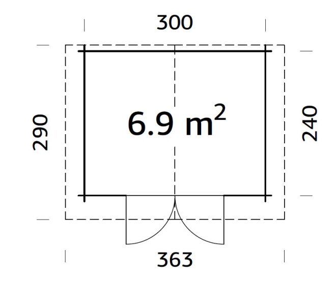 Gartenhaus VIVIAN 6,9 m2; 320x260cm, 28mm Bohlen, inkl. Fußboden - ohne / mit Farbe