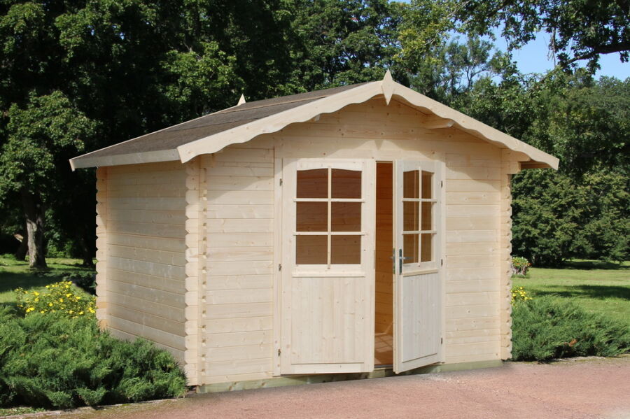Gartenhaus VIVIAN 6,9 m2; 320x260cm, 28mm Bohlen, inkl. Fußboden - ohne / mit Farbe
