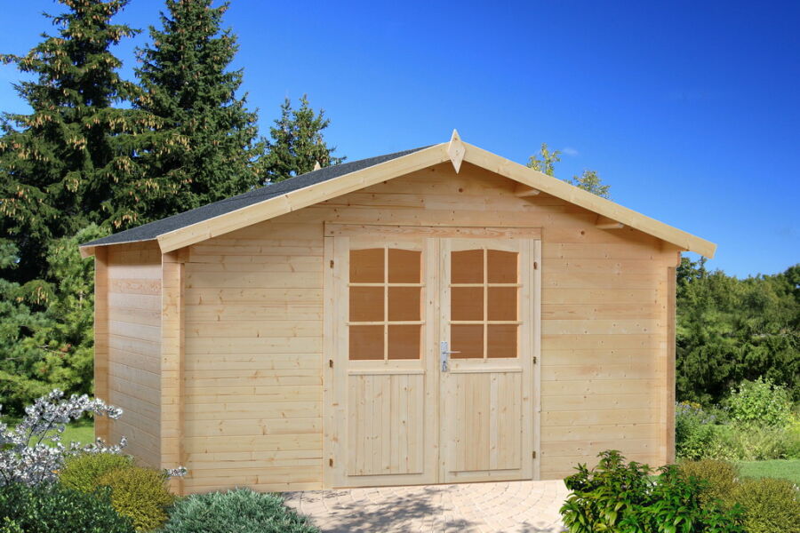 Gartenhaus LOTTA 13,9 m² 400x400cm  34mm Doppelnut - ohne / mit Farbe -