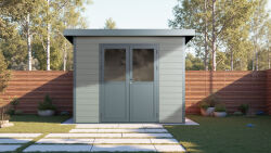 WPC-Gartenhaus POEL grau-anthrazit 28 mm - 280 x 200 cm,...
