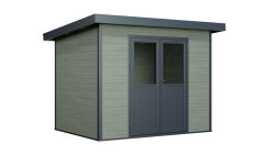 WPC-Gartenhaus POEL grau-anthrazit 28 mm - 280 x 200 cm, WPC Co-Ex / Alu