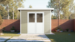 WPC-Gartenhaus POEL beige-weiss 28 mm - 280 x 200 cm, WPC Co-Ex / Alu