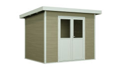 WPC-Gartenhaus POEL beige-weiss 28 mm - 280 x 200 cm, WPC Co-Ex / Alu