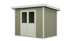 WPC-Gartenhaus POEL beige-weiss 28 mm - 280 x 200 cm, WPC Co-Ex / Alu