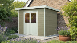 WPC-Gartenhaus POEL beige-weiss 28 mm - 280 x 200 cm, WPC...