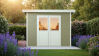 WPC-Gartenhaus POEL beige-weiss 28 mm - 280 x 200 cm, WPC Co-Ex / Alu