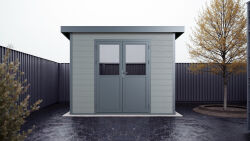 WPC-Gartenhaus PELLWORM grau-anthrazit 28 mm - 280 x 280...