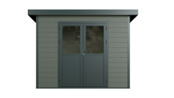 WPC-Gartenhaus PELLWORM grau-anthrazit 28 mm - 280 x 280 cm, WPC Co-Ex / Alu