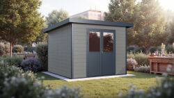 WPC-Gartenhaus PELLWORM grau-anthrazit 28 mm - 280 x 280...