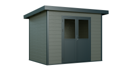 WPC-Gartenhaus PELLWORM grau-anthrazit 28 mm - 280 x 280 cm, WPC Co-Ex / Alu