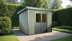 WPC-Gartenhaus PELLWORM grau-anthrazit 28 mm - 280 x 280...