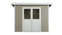 WPC-Gartenhaus PELLWORM beige-weiss 28 mm - 280 x 280 cm, WPC Co-Ex / Alu