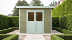 WPC-Gartenhaus PELLWORM beige-weiss 28 mm - 280 x 280 cm,...