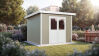 WPC-Gartenhaus PELLWORM beige-weiss 28 mm - 280 x 280 cm, WPC Co-Ex / Alu