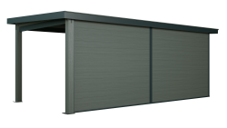WPC-Gartenhaus USEDOM grau-anthrazit 28 mm - 288 x 288 + 280 cm Seitendach, WPC Co-Ex / Alu