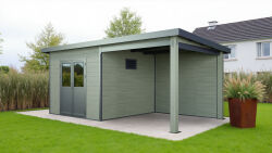 WPC-Gartenhaus USEDOM grau-anthrazit 28 mm - 288 x 288 +...