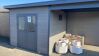 WPC-Gartenhaus USEDOM grau-anthrazit 28 mm - 288 x 288 + 280 cm Seitendach, WPC Co-Ex / Alu