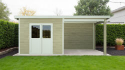 WPC-Gartenhaus USEDOM beige-weiss 28 mm - 288 x 288 + 280...