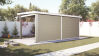 WPC-Gartenhaus USEDOM beige-weiss 28 mm - 288 x 288 + 280 cm Seitendach, WPC Co-Ex / Alu