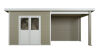 WPC-Gartenhaus USEDOM beige-weiss 28 mm - 288 x 288 + 280 cm Seitendach, WPC Co-Ex / Alu