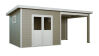 WPC-Gartenhaus USEDOM beige-weiss 28 mm - 288 x 288 + 280 cm Seitendach, WPC Co-Ex / Alu