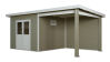 WPC-Gartenhaus USEDOM beige-weiss 28 mm - 288 x 288 + 280 cm Seitendach, WPC Co-Ex / Alu