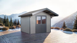WPC-Gartenhaus FEHMARN grau-anthrazit 28 mm - 280 x 280...