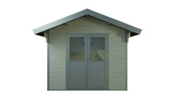 WPC-Gartenhaus FEHMARN grau-anthrazit 28 mm - 280 x 280 cm, WPC Co-Ex / Alu