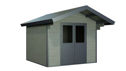 WPC-Gartenhaus FEHMARN grau-anthrazit 28 mm - 280 x 280 cm, WPC Co-Ex / Alu