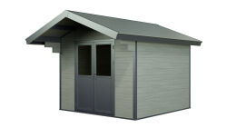 WPC-Gartenhaus FEHMARN grau-anthrazit 28 mm - 280 x 280 cm, WPC Co-Ex / Alu
