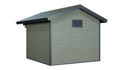 WPC-Gartenhaus FEHMARN grau-anthrazit 28 mm - 280 x 280 cm, WPC Co-Ex / Alu