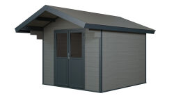 WPC-Gartenhaus FEHMARN grau-anthrazit 28 mm - 280 x 280 cm, WPC Co-Ex / Alu