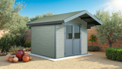 WPC-Gartenhaus FEHMARN grau-anthrazit 28 mm - 280 x 280...