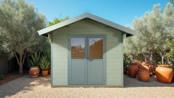 WPC-Gartenhaus FEHMARN grau-anthrazit 28 mm - 280 x 280...