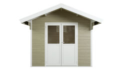 WPC-Gartenhaus FEHMARN beige-weiss 28 mm - 280 x 280 cm, WPC Co-Ex / Alu