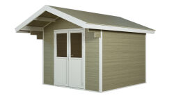 WPC-Gartenhaus FEHMARN beige-weiss 28 mm - 280 x 280 cm, WPC Co-Ex / Alu