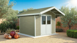 WPC-Gartenhaus FEHMARN beige-weiss 28 mm - 280 x 280 cm,...
