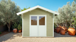 WPC-Gartenhaus FEHMARN beige-weiss 28 mm - 280 x 280 cm,...