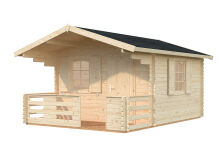 Gartenhaus EMMA 10,4+4,2 m2, 350x350(480)cm, 34mm Doppelnut, inkl. Boden - ohne / mit Farbe -