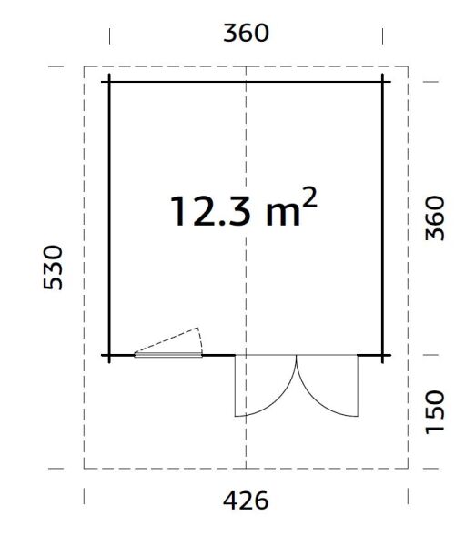 Gartenhaus SALLY 12,3 m2; 380x380cm; 44mm Doppelnut; inkl. Fußboden - natur / farbig -
