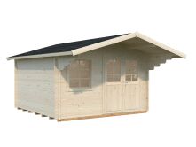Gartenhaus SALLY 12,3 m2; 380x380cm; 44mm Doppelnut; inkl. Fußboden - natur / farbig -