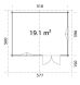 Gartenhaus SALLY 19,1 m2, 530x410cm, 44mm Bohlen, 150cm Vordach, inkl. Boden  - ohne / mit Farbe -