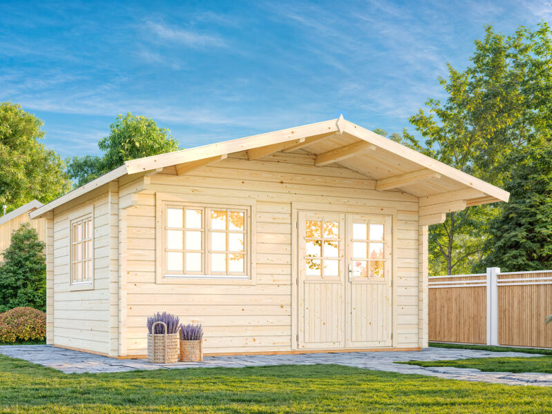 Gartenhaus HELENA 15,1 m2, 470x380 cm, 70mm Bohlen, ISO, Boden - ohne / mit Farbe -