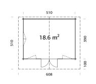 Gartenhaus HELENA 18,6 m2; 530x410 cm; 70mm Bohlen, ISO +...