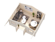 Gartenhaus HELENA 18,6 m2; 530x410 cm; 70mm Bohlen, ISO + Boden - ohne / mit Farbe -
