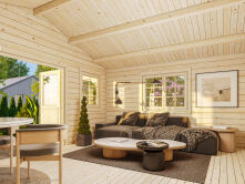 Gartenhaus HELENA 18,6 m2; 530x410 cm; 70mm Bohlen, ISO + Boden - ohne / mit Farbe -